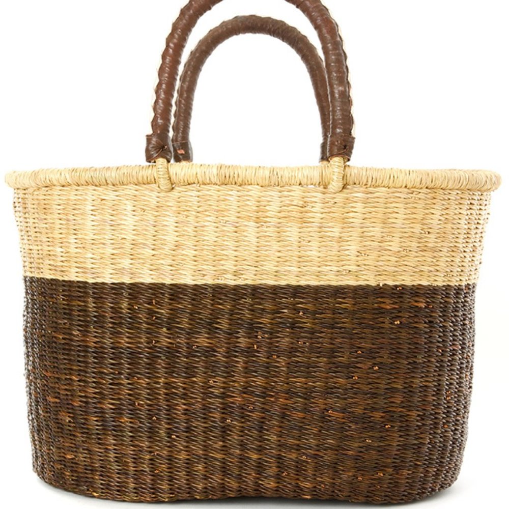 Color Block Bolga Shopper - Nutmeg
